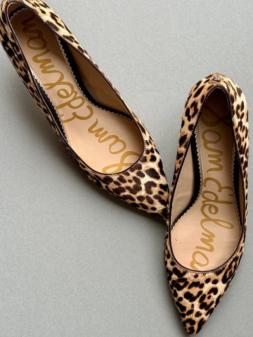 Sam Edelman Dori Leopard Calf Hair Pointed Toe Kitten Heel Pumps Size 9.5